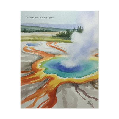 Yellowstone Grand Prismatic Spring Watercolor Poster