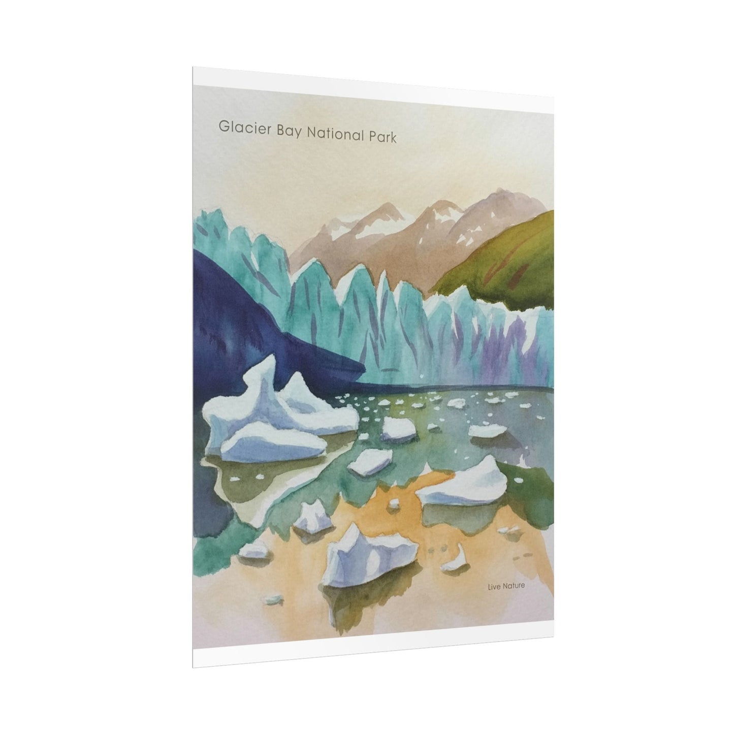 Glacier Bay National Park Watercolor Art Poster
