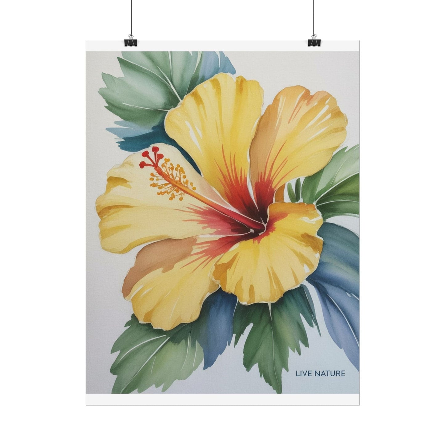 Yellow Hibiscus Watercolor Art Print - Live Nature