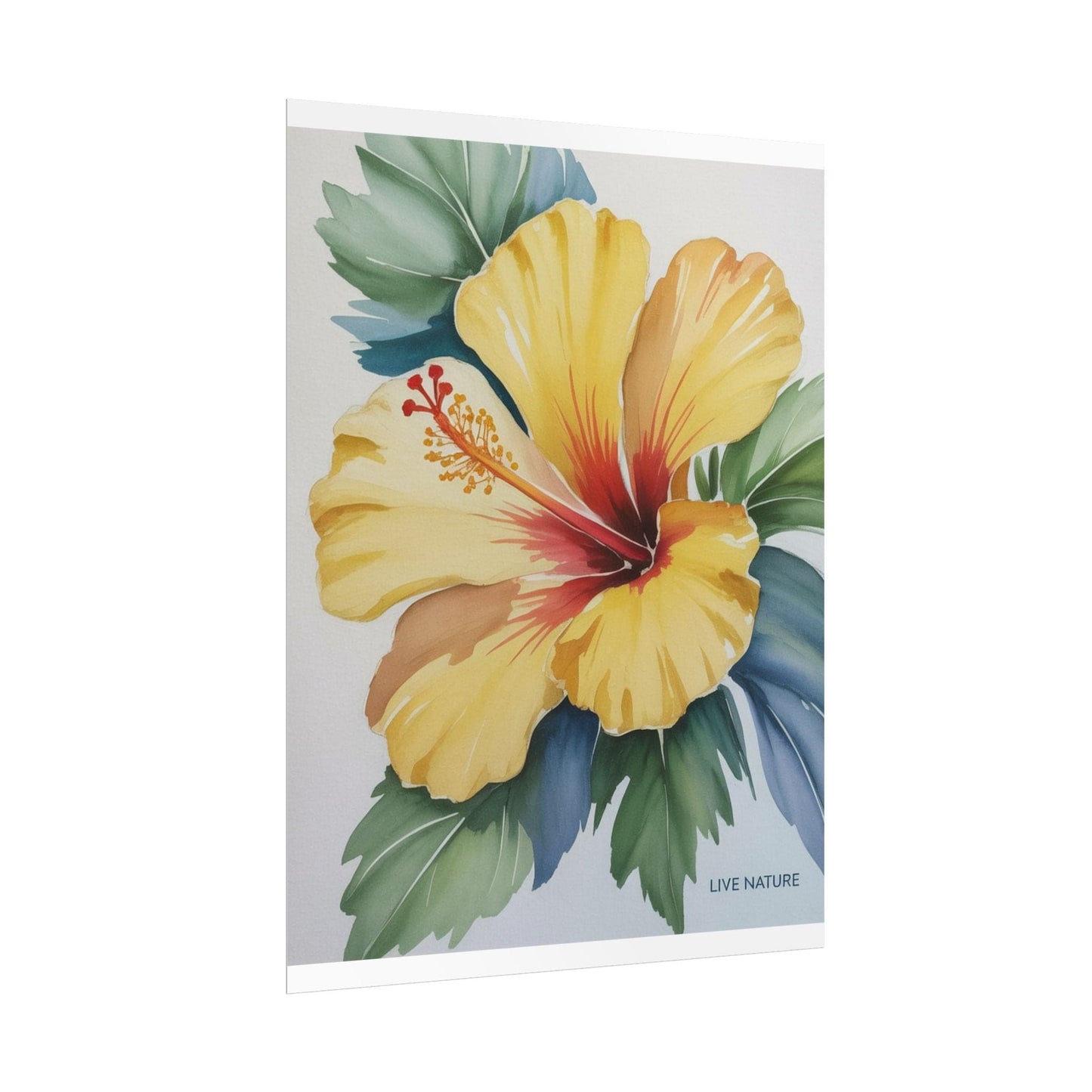 Yellow Hibiscus Watercolor Art Print - Live Nature