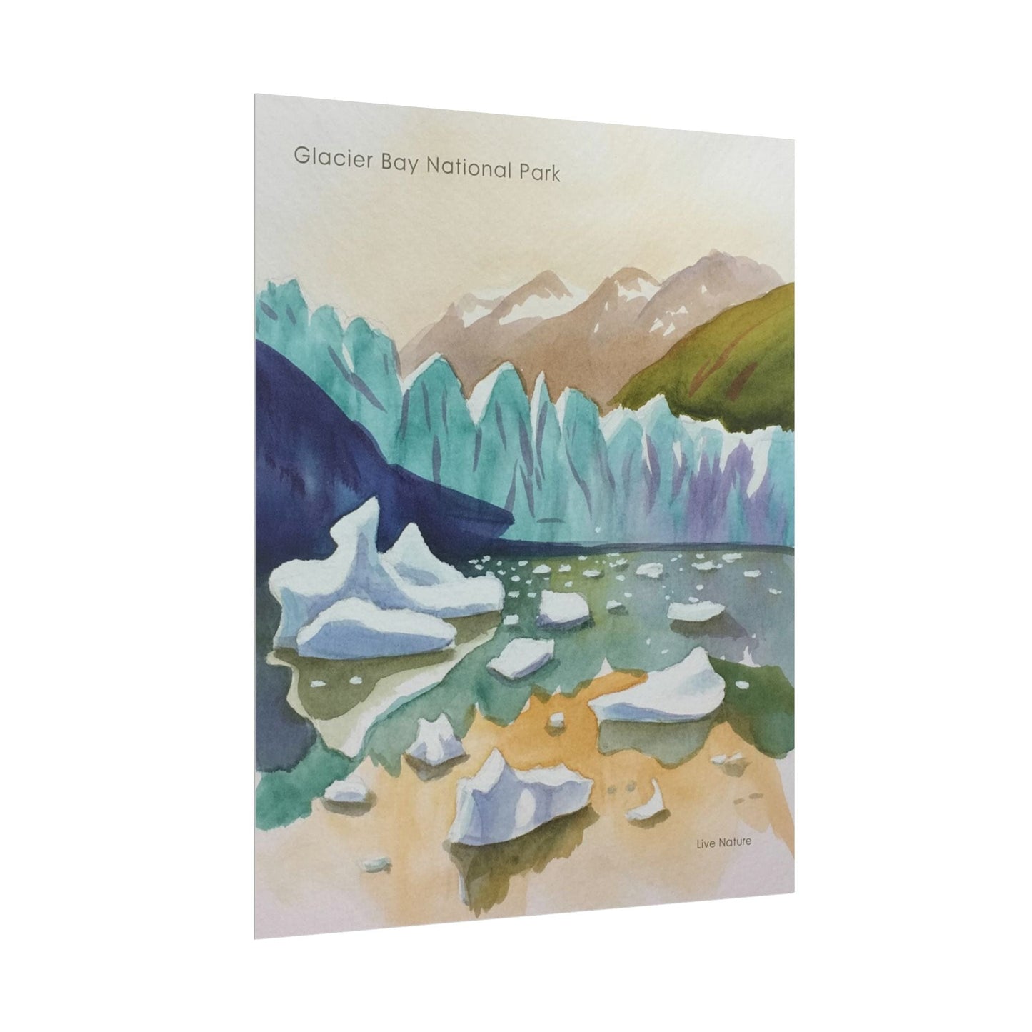 Glacier Bay National Park Watercolor Art Poster