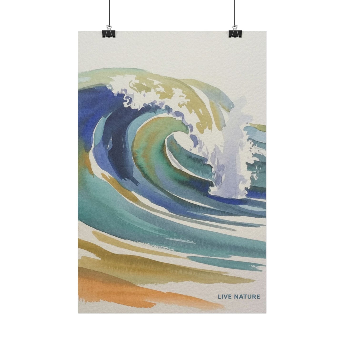 Wave Watercolor Art Print 'Live Nature' Design