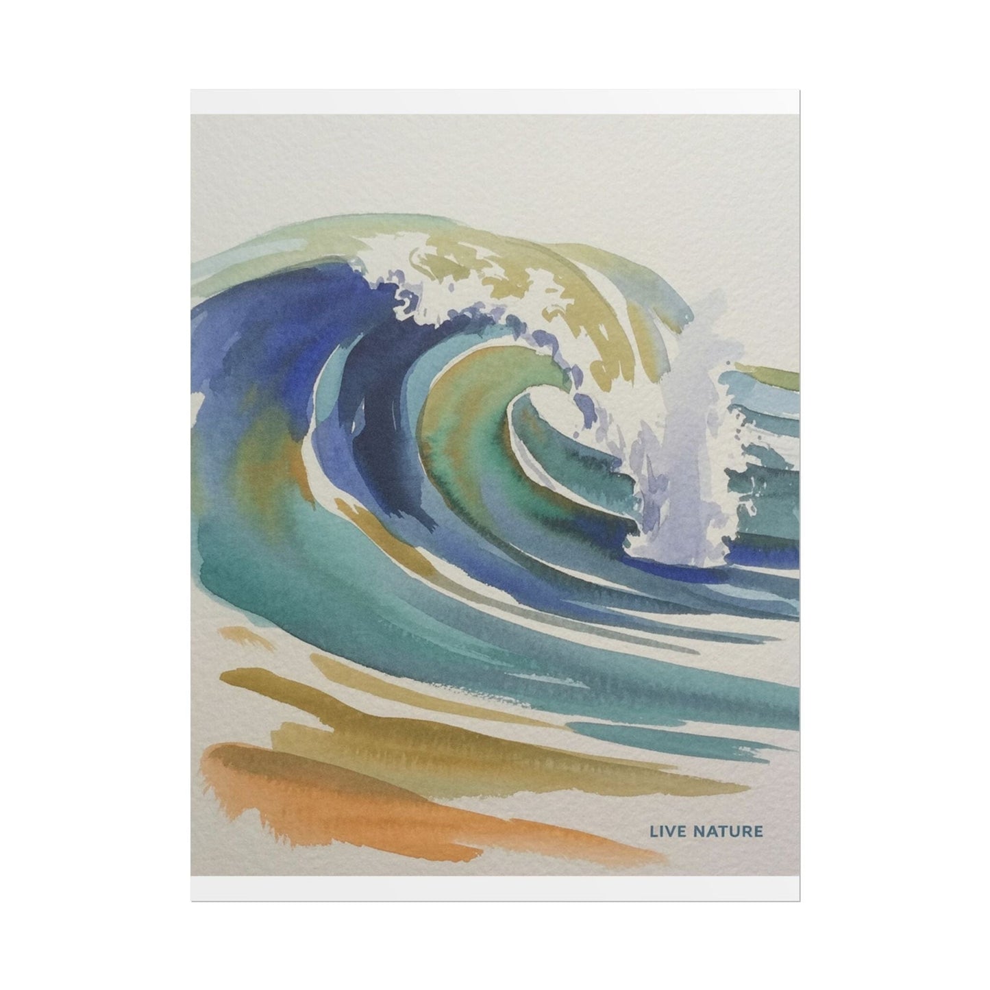 Wave Watercolor Art Print 'Live Nature' Design