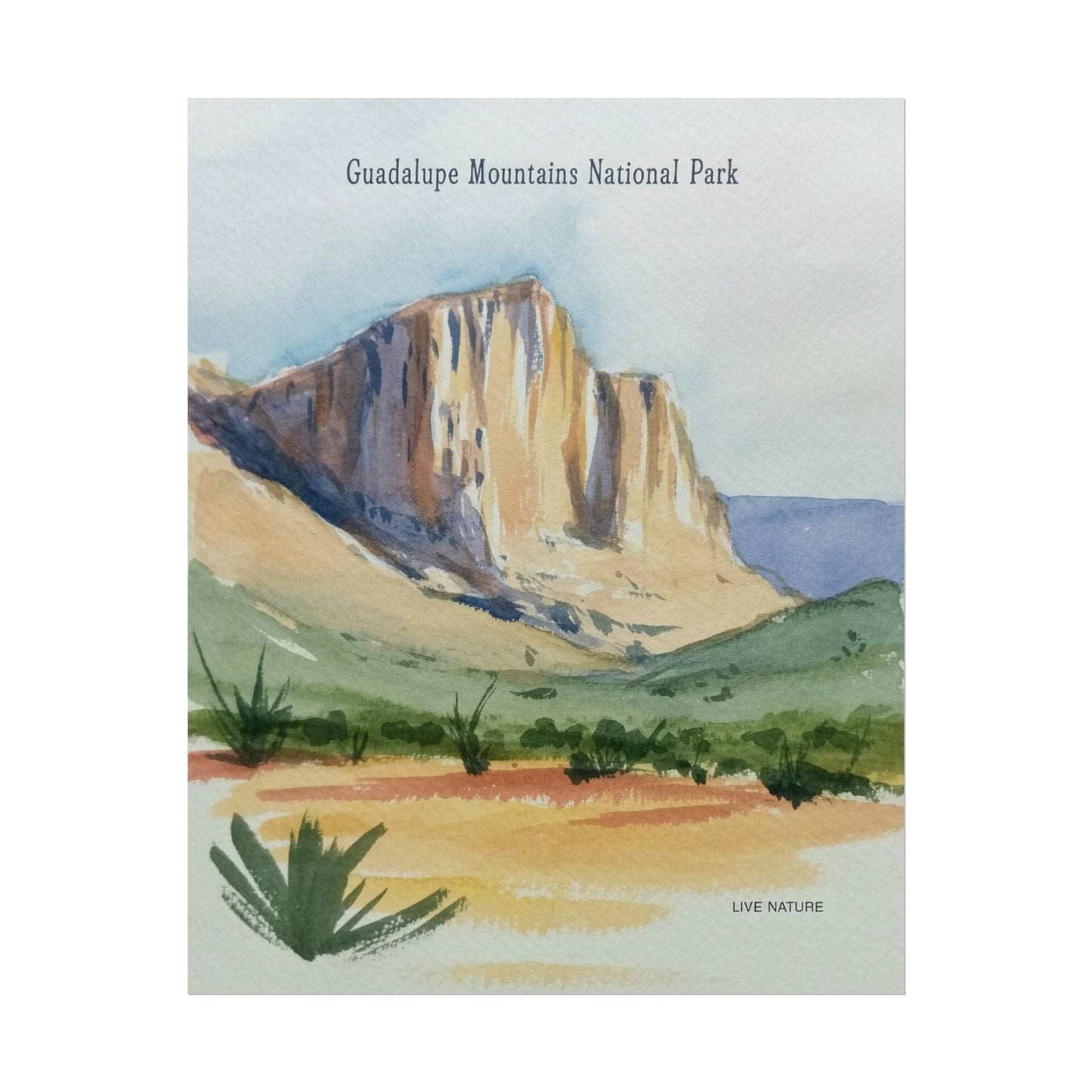 Guadalupe Mountains Watercolor Art Print Poster