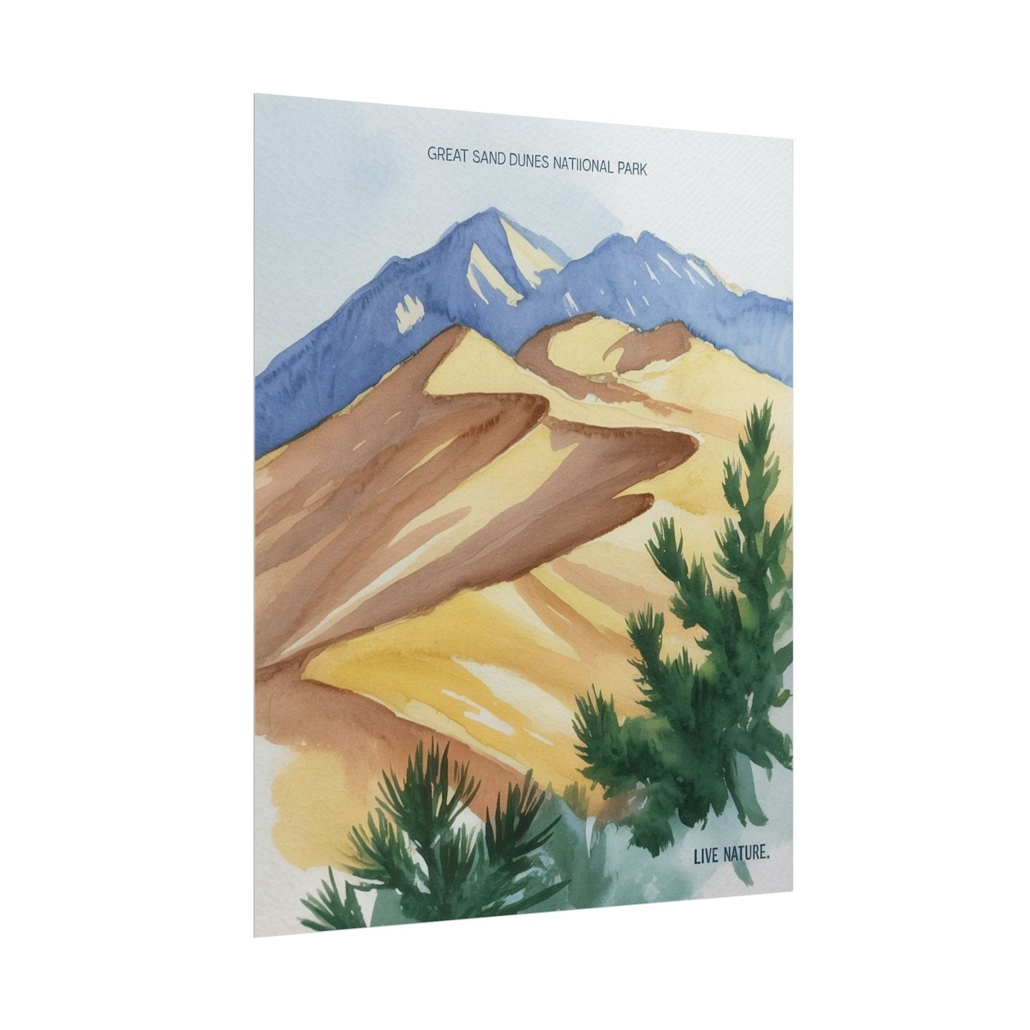 Great Sand Dunes National Park Watercolor Art Print